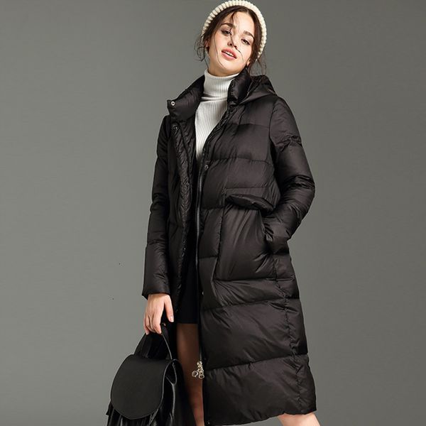 

liva girl winter new ladies cotton padded jackets female casual red long parkas zipper leisure black white straight warm thick