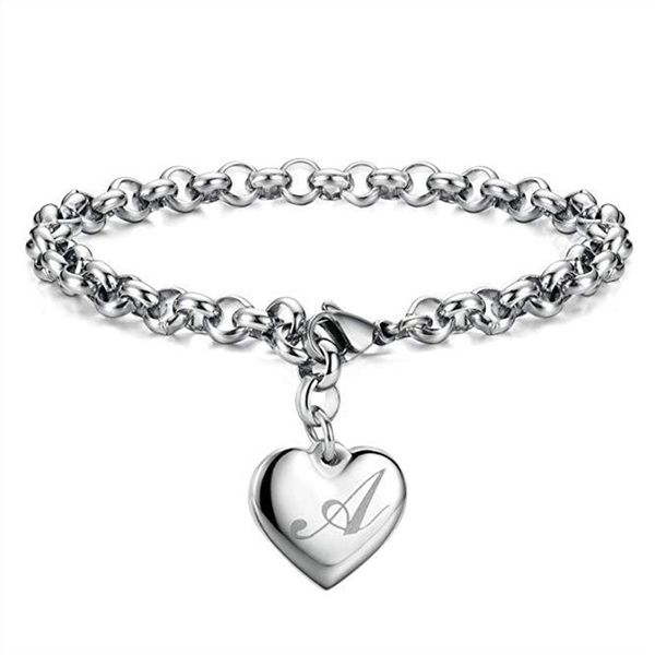 

punk design a-z письмо сердце шарм браслет для женщин моды ювелирных изделий pulseras mujer moda 2019 sl367, Black
