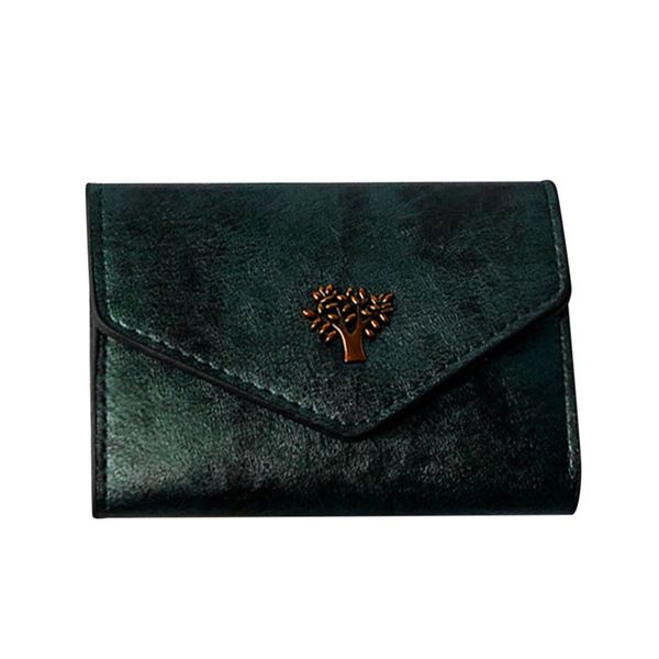 

fashion women's flap cover short leather retro bags lady vintage solid color small tree card wallet messenger square bags sac