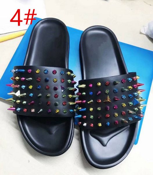 

donna red bottom slippers designer luxury red bottoms shoes womens rivet junior spikes flat shoessales new, Black