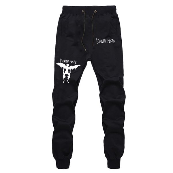 

горячая продажа летняя мода дышащий смерть примечание jogger брюки ryuuku печать sweatpants joggers фитнес длинные брюки, Black