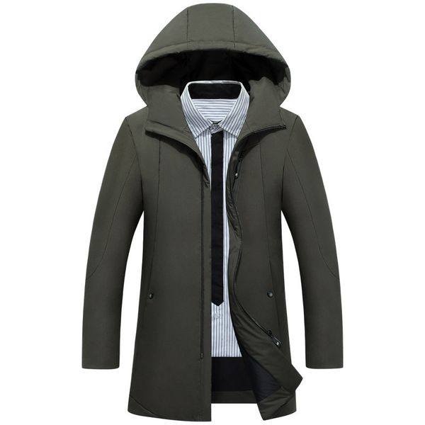 

nice winter men hooded 91% white duck down down jacket men trench coat jackets coats long style zipper big size m-3xl, Black