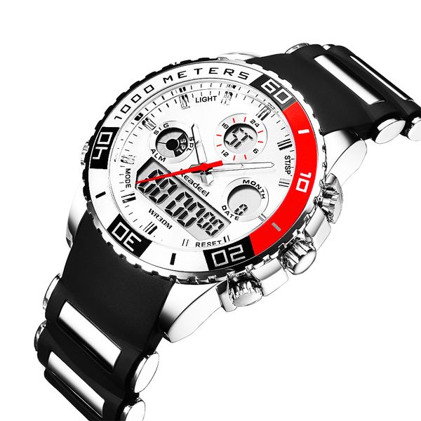 

readeel new sports watches men alarm waterproof watch led light digital wristwatches relogio masculino relojes, Slivery;brown