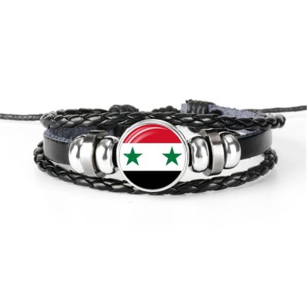 

charm bracelets flag for tajikistan, tanzania, tonga, tunisia, usa, syria, hand-woven leather bracelet gift, Golden;silver