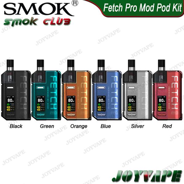 

SMOK FETCH PRO Mod Kit Pod 80W с 4.3ml / 4,0 мл Pod Патроны питается от однополярного 18650 RPM Батарея / RGC Mesh Катушки