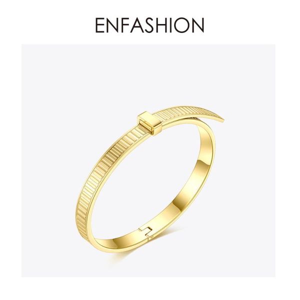 

enfashion cable tie knot cuff bangles for women stainless steel texture circle bracelets gold color fashion jewelry 2020 b202084, Black