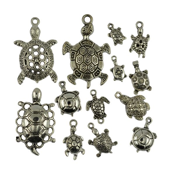 

mixed retro turtle tortoise necklace pendants charms beads findings pack of 20, Black