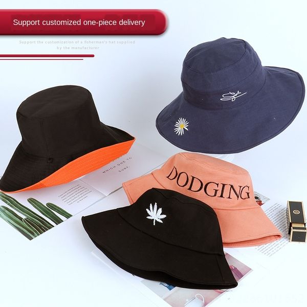 

foldable double-sided fisherman sunscreen basin in summer and bucket bucket hat autumn multi-color large eaves fisherman hat, Blue;gray