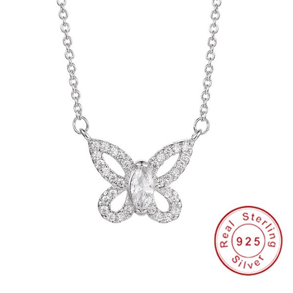 45cm Zincirli Markiz Kesim SONA taş kolye kolye 925 Gümüş Benzersiz düğün Fine Jewelry 2CT Lüks Kelebek