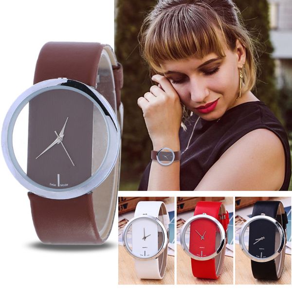 

fashion casual watch women waterproof quartz watches genuine leather strap sport ladies elegant, Slivery;brown
