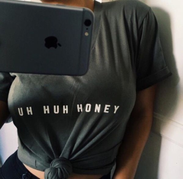 

женщины дизайнер tshirts женщин дизайнер tops лета женщин короткие футболки uh huh honey o шеи черный тис письмо печати женщины топы, White