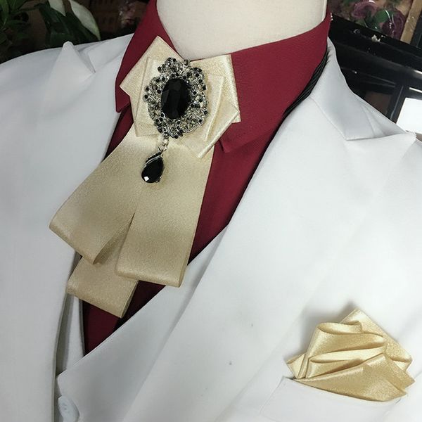 

british women men sweater shirt ribbon bow tie cravat business wedding club party alloy rhinestone crystal bowtie formal necktie, Black;gray
