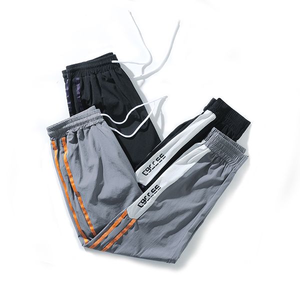 

men's pants polyester quick-drying jogging pants men's casual nine youth fashion outdoor sports 2020 autumn new 5xl, Black