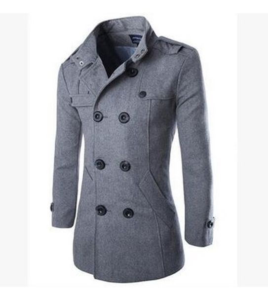 

2018 foreign trade explosion models british temperament men's woolen cloth coat double-breasted jacket it coat fashion men, Tan;black