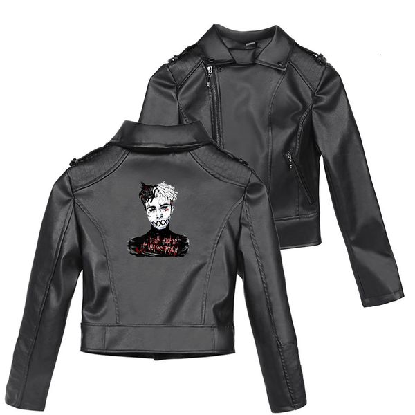 

u.s.a rap 2019 singer trend wild joker leather clothing jacket men and women, Black;green
