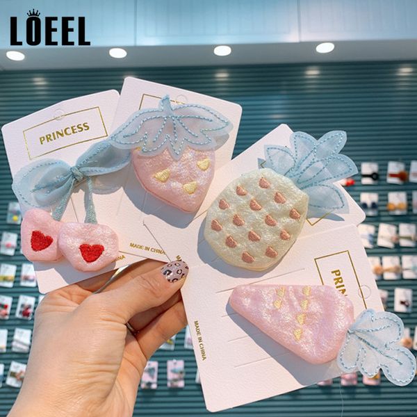 

2020 spring summer new children fruit strawberry hairpins girls vegetable hair clip handmade kids hair accessories, Slivery;white
