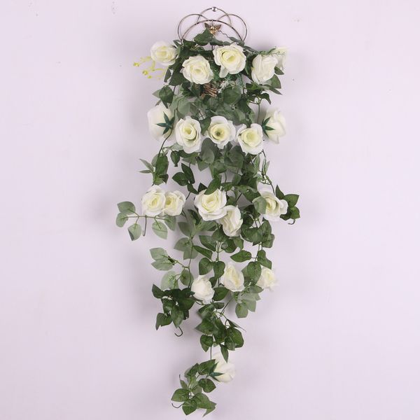 

artificial rose silk flower garland ivy vine outdoor indoor hanging decor white