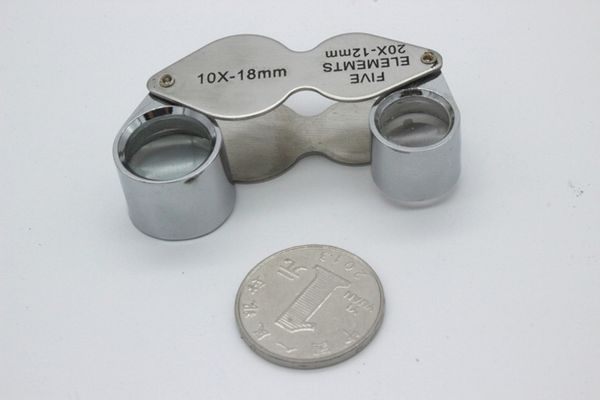 

wholesale folding high magnification metal frame two lens mini magnifying glasses, portable magnifier for observe wildlife read a map