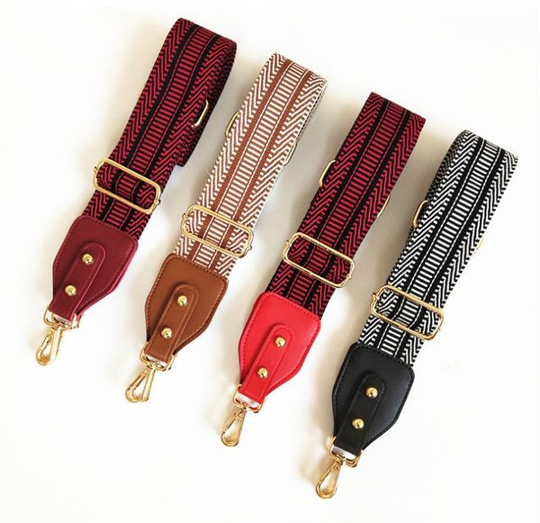 

pure color cotton woven belt with pu leather long shoulder belt adjustable single-shoulder slant shoulder bag accessories, Black