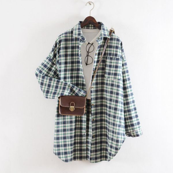 

womens plaid shirt oversized blouses boyfriend shirt long sleeve blouse female shirts flannel femininas chemise outerwear, White