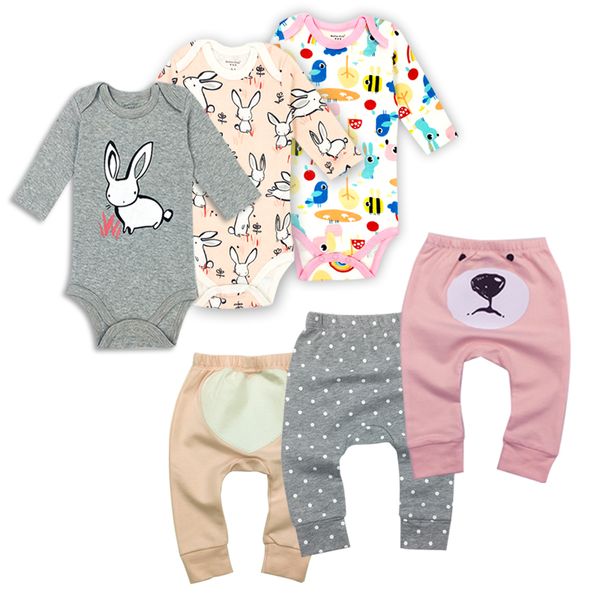 

6pieces/lot baby boy clothes summer kids clothes sets bodysuit+pants suit star printed clothing newborn sport suits baby's sets, White