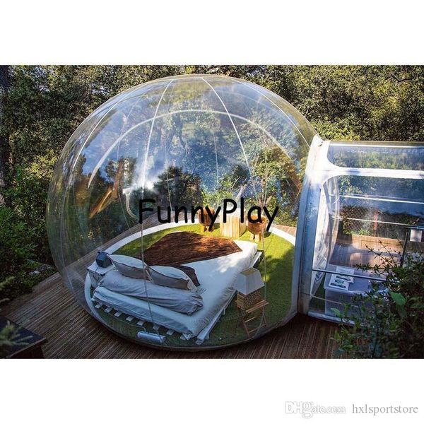 

inflatable transparent bubble tent,pvc bubble inflatable yard tent outdoor tent with 1 tunnels family backyard hxl