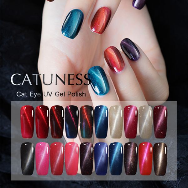 

catuness nail polish set for manicure cat eye color gellak semi permanent glitter nails art uv hybrid nail gel varnish sale, Red;pink
