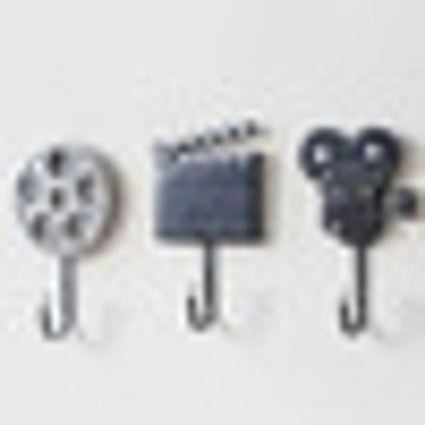 

3pcs retro film equipment wall coat hat clothes hanger key hanging hooks decors