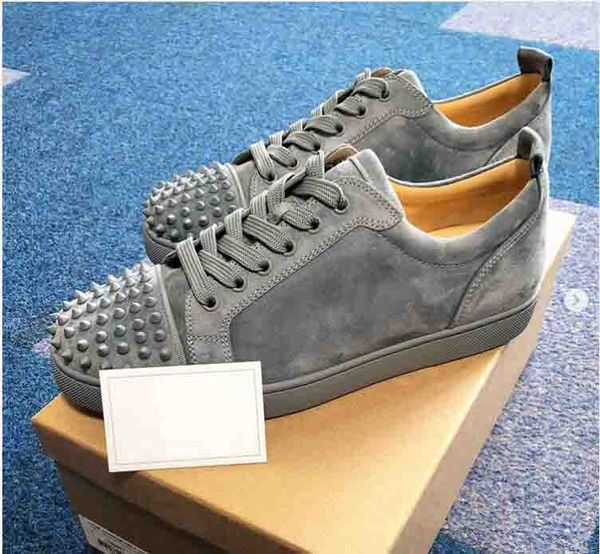 

classic design flats men's junior red soles casual shoe sneaker low cut sneakers rivets junior spikes orlato mens flat suede leather 35, Black
