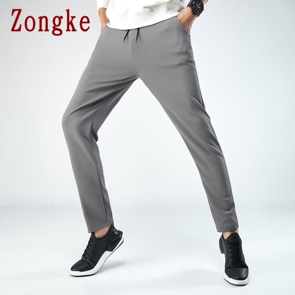 

zongke 2020 new solid ankle-length pants men trousers joggers sweatpants men pants hip hop streetwear male plus size m-5xl, Black