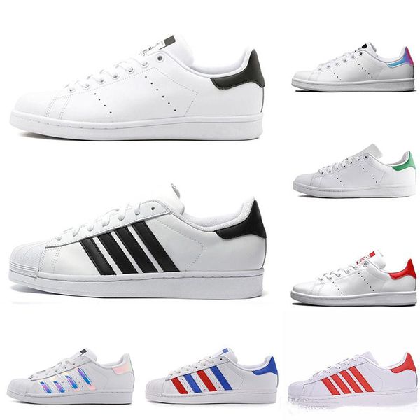 

суперзвезды stan smith мужчины женщины вскользь стар зеленый черный белый синий красный розовый серебристый мужские моды кожаные обуви кварт, Black
