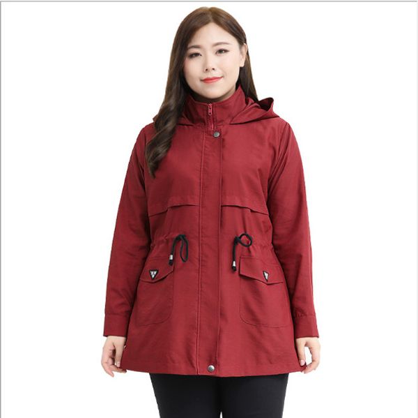 

plus size 10xl windbreaker female autumn winter office lady loose outerwear trench coat women fashion hooded coats fw699, Tan;black