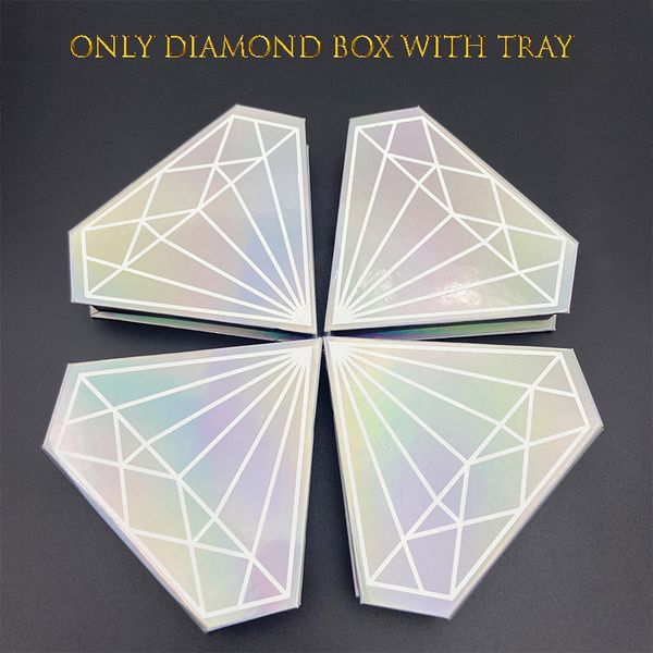 

mikiwi wholesale packaging diamond shape holography only empty case with tray private label packing box 3dmink eyelash box