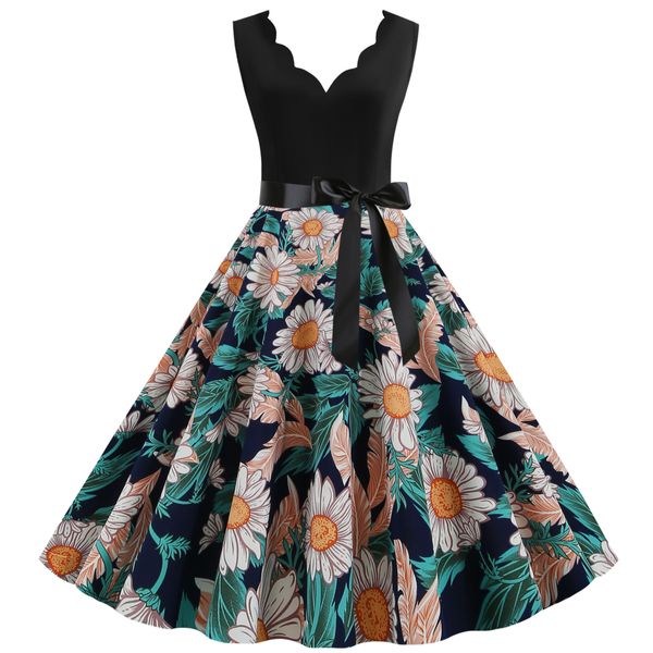 

designer women clothes casual dresses 2020 women a line sweet elegant dress 40-50s vintage hepburn swing vintage party rockabilly dresses, Black;gray