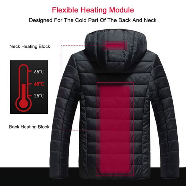 

winter men's usb heated jacket outdoor hiking winter body warm jacket electric heating hooded warm heating coat clothes, Tan;black