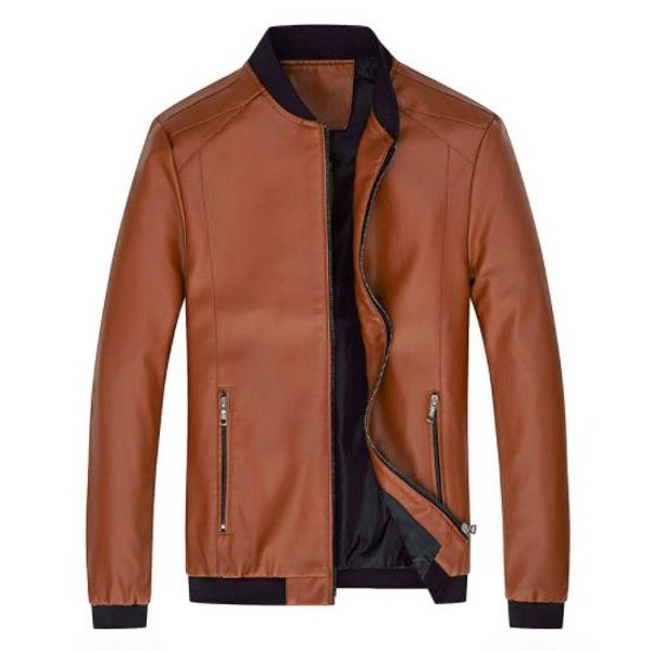 

2018 men's autumn leather coat slim fit winter leather jackets casual outwear windbreaker for man bomber jacket, Black;brown