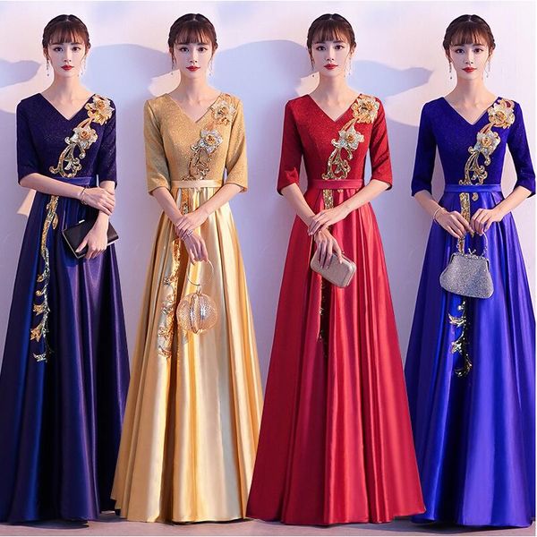 

chinese style women dance costume elegant long dress cosplay apparel traditional elegant gown choral stage performance clothing, Black;red