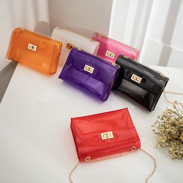 

beau-jelly bag shiny candy color crossbody handbag girl favorite party bag messenger shoulder beach