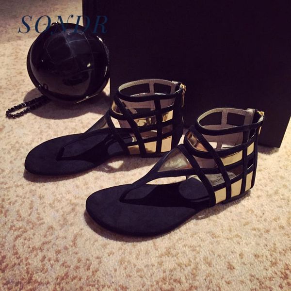 

sandals 2021 summer flat bottom toe t belt fashion hollow herringbone black cover heel female shoes