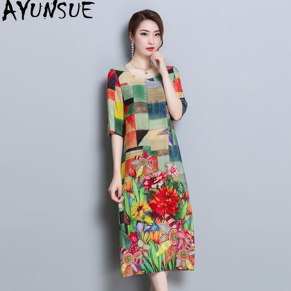 

ayunsue 2020 new summer dress women floral beach boho dress casual flower midi ladies dresses elegant vestidos de verano kj4606, Black;gray