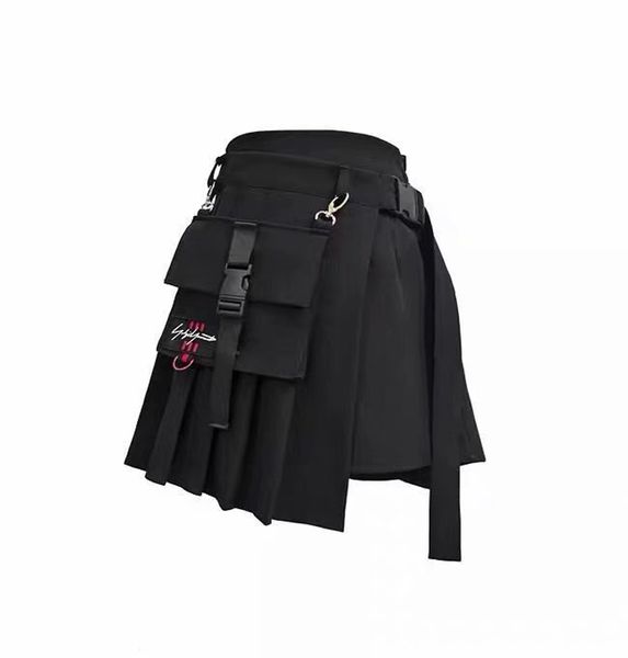 

a-line women mini skirt plaid street style women side pockets design mini pleated skirt, Black;gray