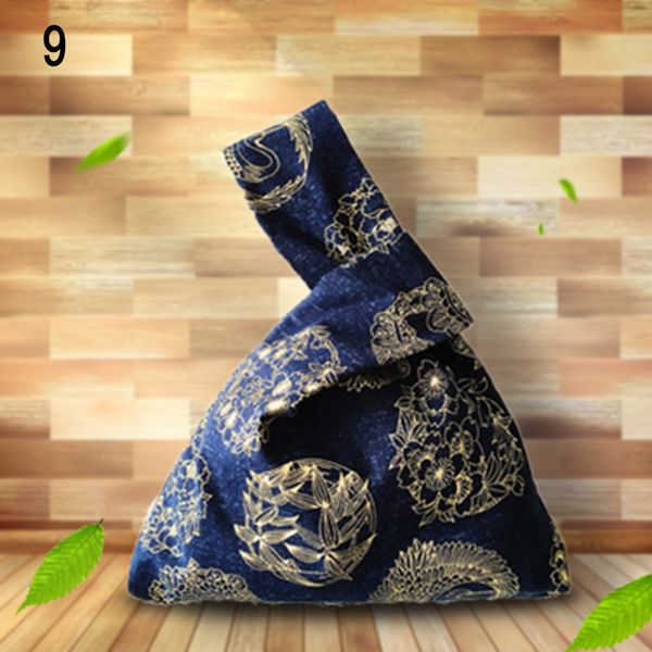 

women printed pattern wrist bag sleeve knot pouch portable girls purse tote j9