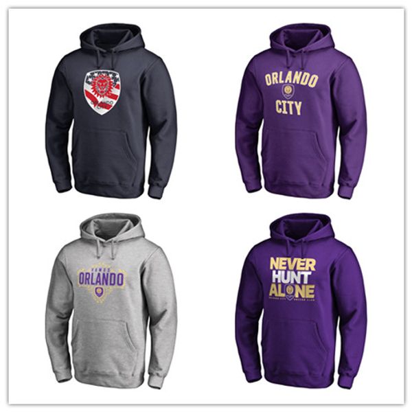 

18 19 MLS Orlando City Home Soccer Hoodies Purple mens Jackets Fashion Outerwear Black Fans Tops hoody Free shipping printed logos
