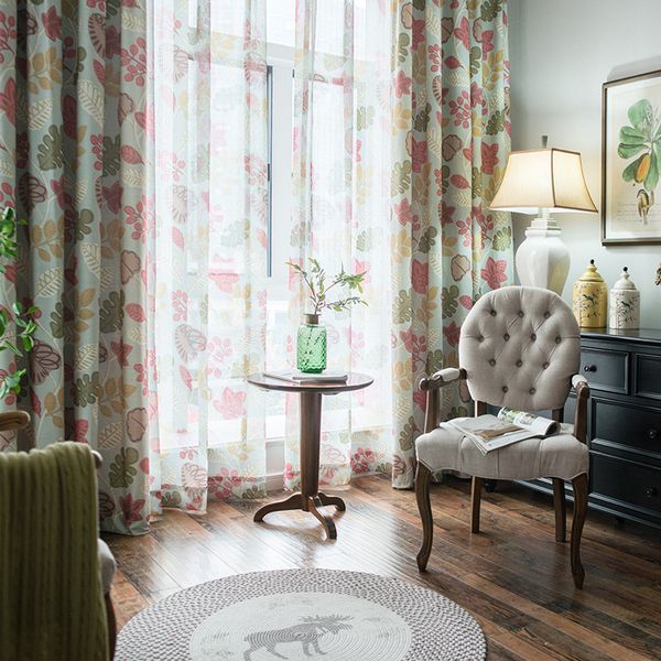 

modern garden american-style village mian zhu jie printed curtains for living dining room bedroom