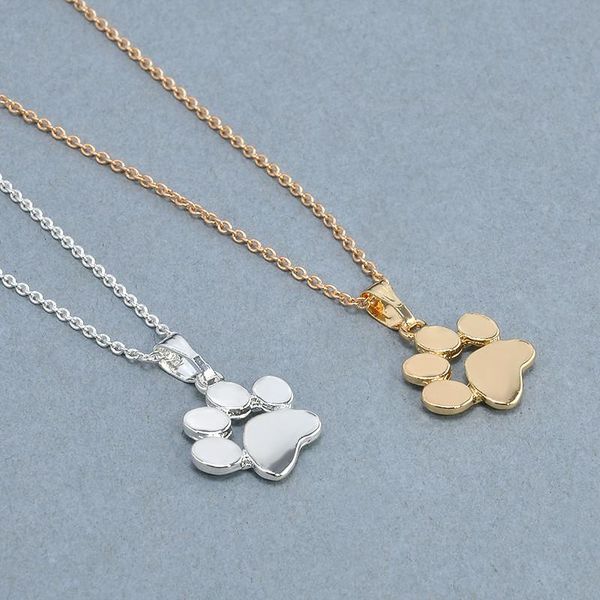 

Silver Gold Dog Cat Necklace For Women jewelry accessories Animal Paw Pet Choker Necklace Pendant Footprints New