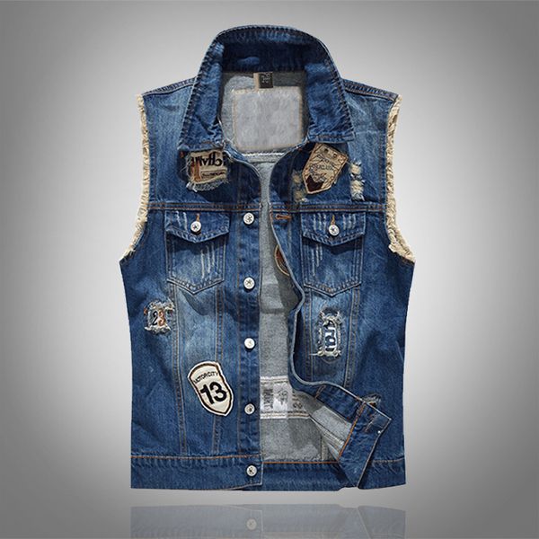 

big yards trend gentleman personality affixed cloth leisure cowboy vest vest shawl embroidered leisure denim dj606, Black;white
