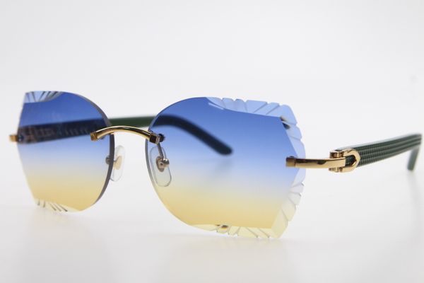 

2020 new rimless sunglasses adumbral t8200761 green aztec arms rimless glasses with box carved blue yellow lens driving glasses, White;black