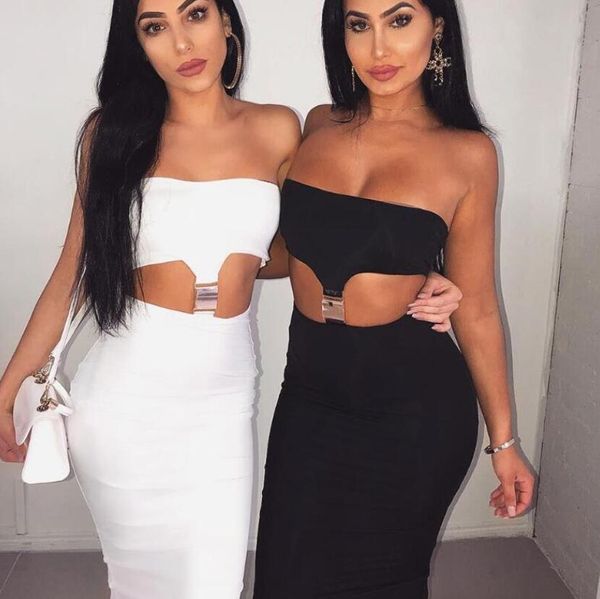 

party dress for women skirts with wrapped chest 2020 fashion sleeveless dresses size s-xl 2 colors available, White;black