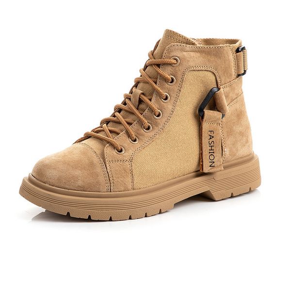 

genuine leather woman 2019 canvas thick soled england wind chalaza short boots loafers spring autumn fashion sneakers, Black
