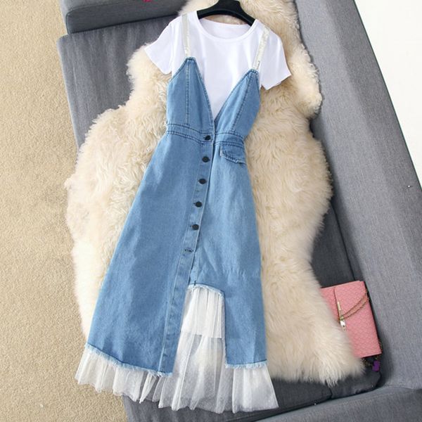 

женские платья женщины дизайнерская одежда мода 2019 лето denim короткий рукав сетка лоскутное платье управление леди работа повседневный dr, Black;gray